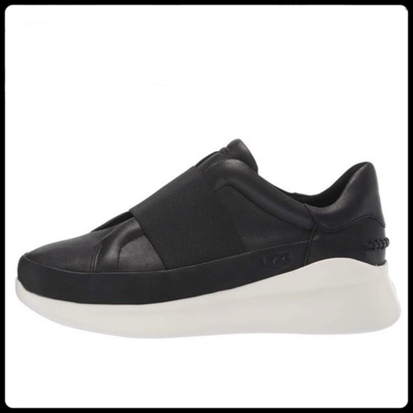 UGG Shoes - UGG Libu Slip On Sneaker Leather Black Wedge Shoe
